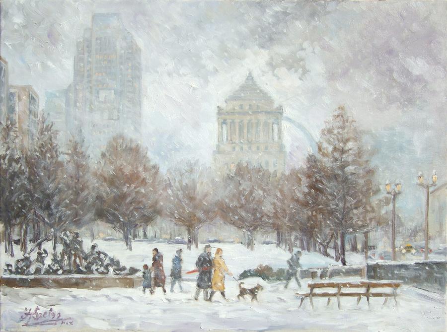 Washington Park in St.Louis Winter Painting by Irek Szelag