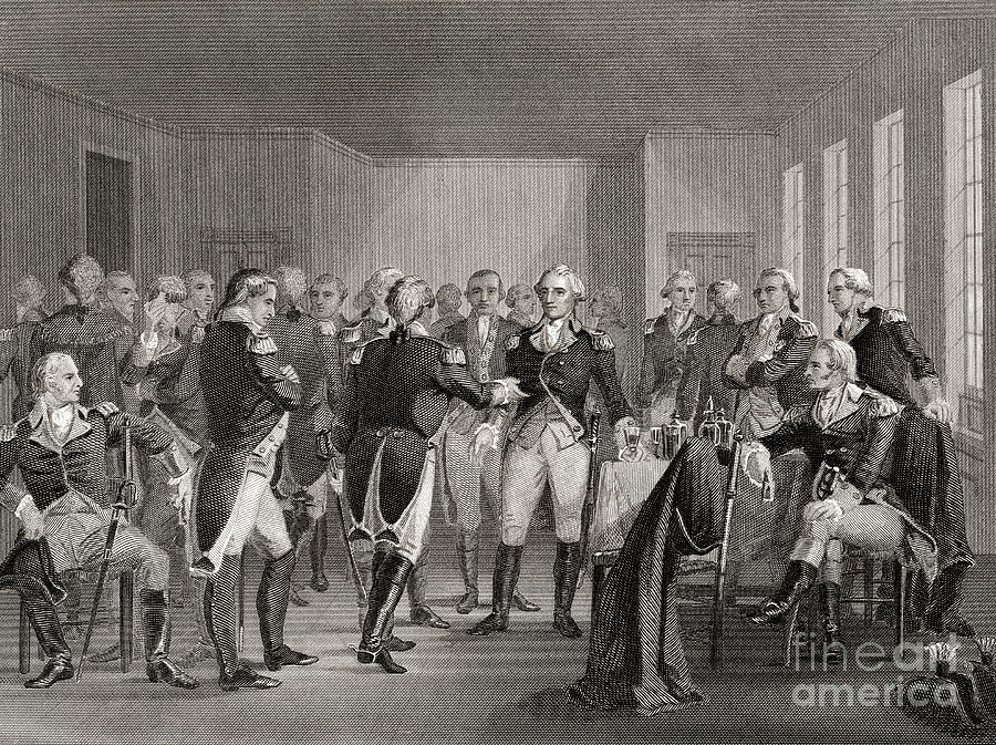 George Washington Drawing - Washington parting from his officers at Fraunces Tavern, New York City, USA, on December 4th 1783 by American School