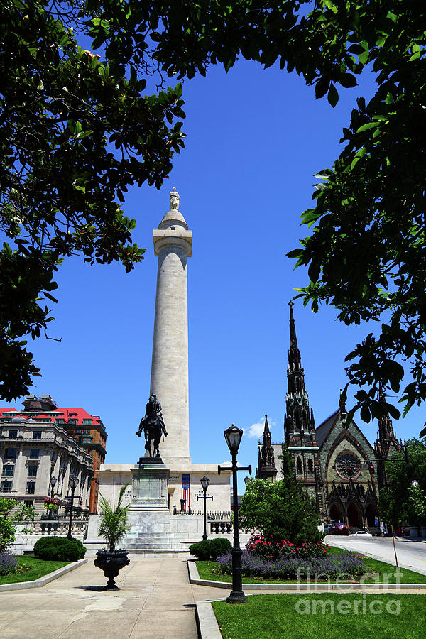 Washington Place and Monument Baltimore Photograph by James Brunker