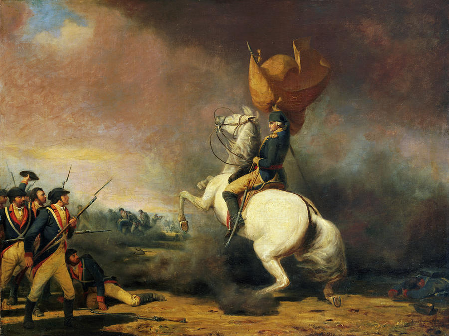 Washington Rallying the Americans at the Battle of Princeton Painting by William Ranney