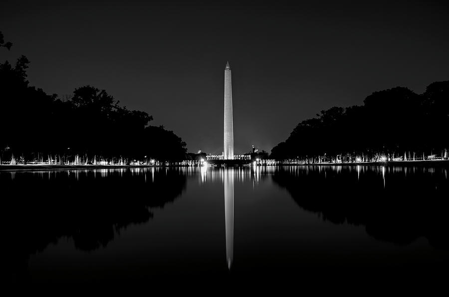 Washington Reflection In Black and White Photograph by Greg and Chrystal Mimbs