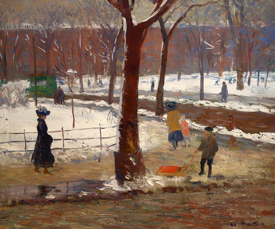 Vintage Painting - Washington Square Winter by Mountain Dreams