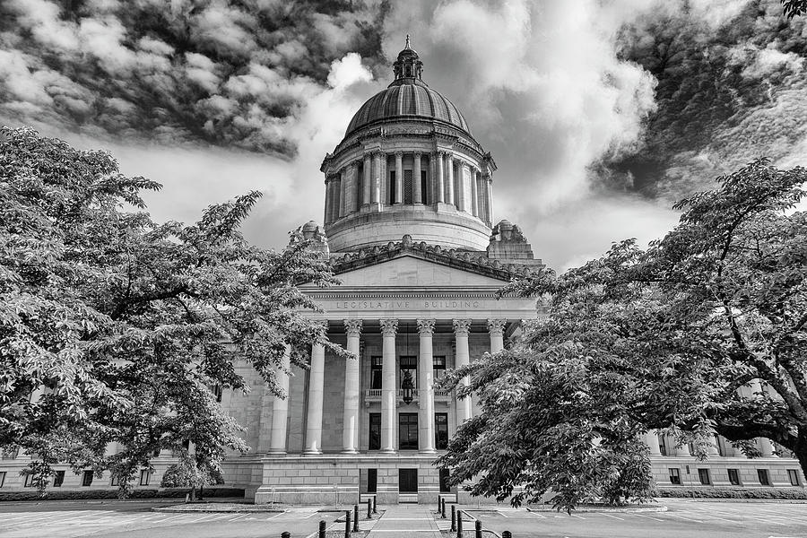 Washington State Capitol - bw Photograph by Stephen Stookey