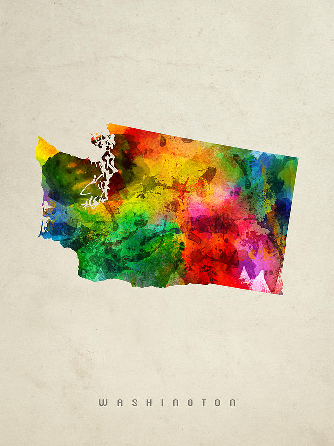 Washington Map Painting - Washington State Map 01 by Aged Pixel