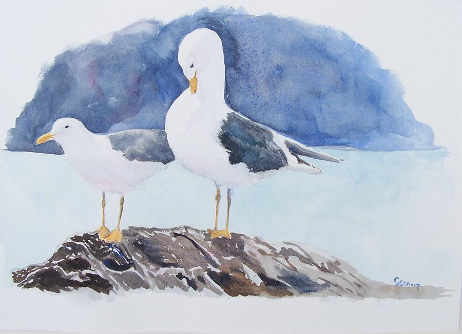 Washington - Two Gulls Painting by Christine Lathrop