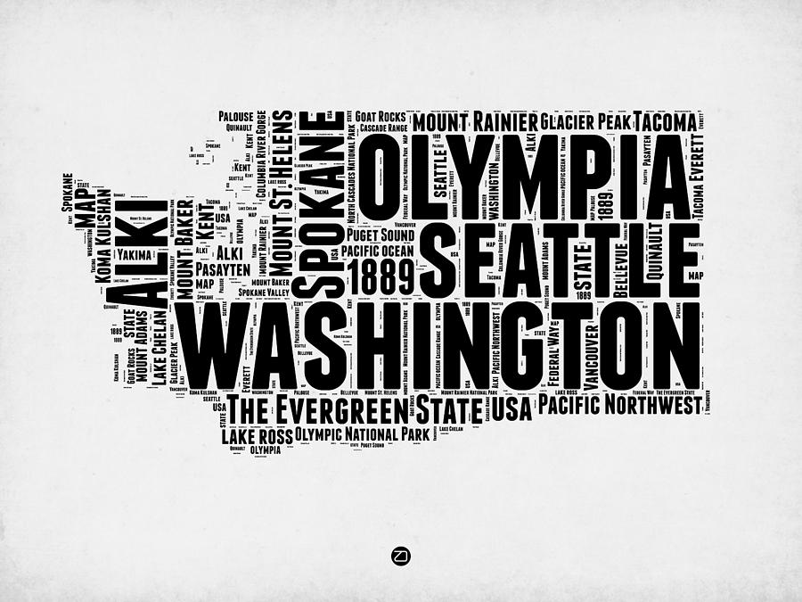 Independence Day Digital Art - Washington Word Cloud Map 2 by Naxart Studio