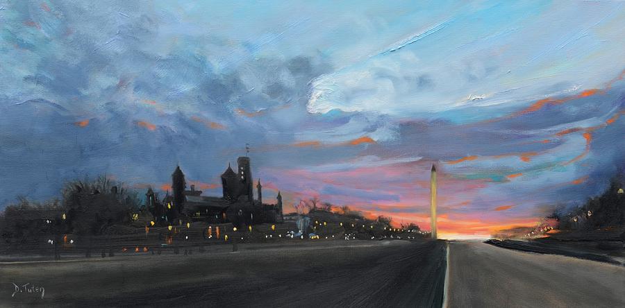 Washington Monument at Dusk Painting by Donna Tuten