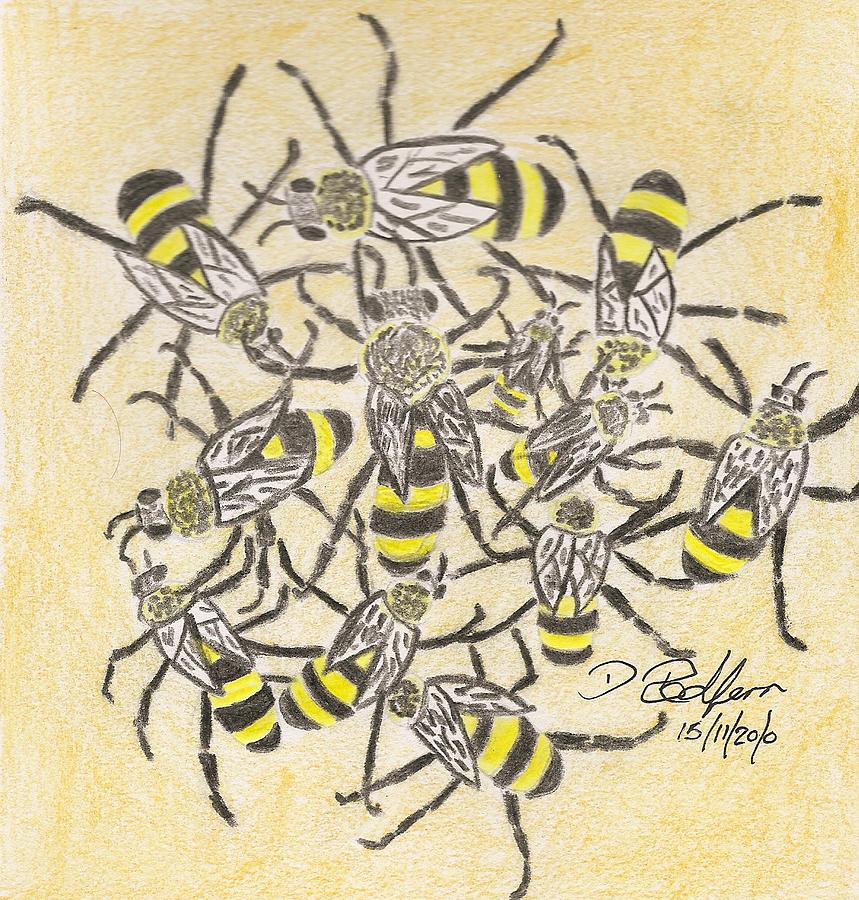 Wildlife Drawing - Wasps by Darryl Redfern
