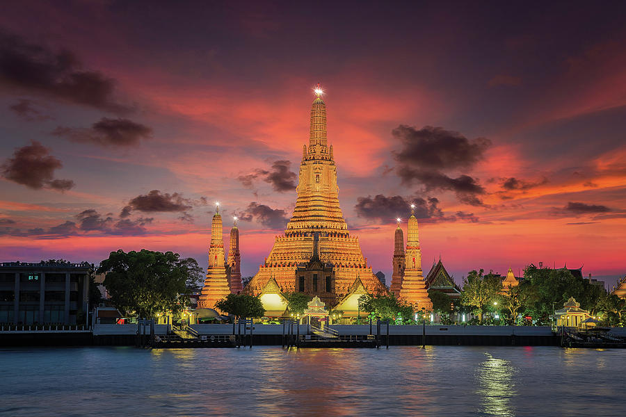 Wat arun with sunset in Bangkok city Photograph by Anek Suwannaphoom