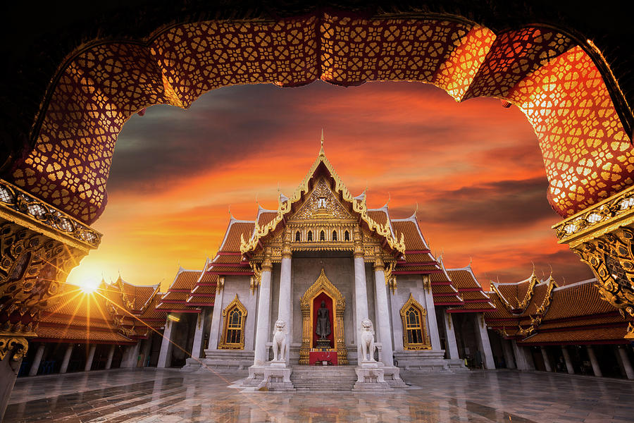 Wat benchamabophit Photograph by Anek Suwannaphoom