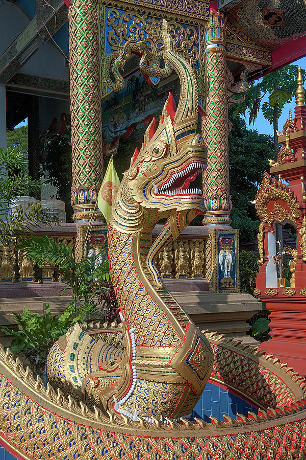 Wat Chedi Mae Krua Makara and Naga of Wihan DTHCM1863 Photograph by Gerry Gantt