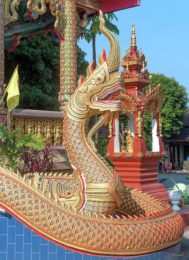 Wat Chedi Mae Krua Wihan Makara and Naga DTHCM1862 Photograph by Gerry Gantt