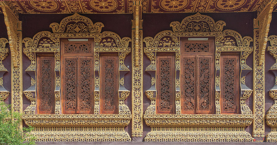 Wat Chiang Chom Phra Wihan Windows DTHCM0890 Photograph by Gerry Gantt