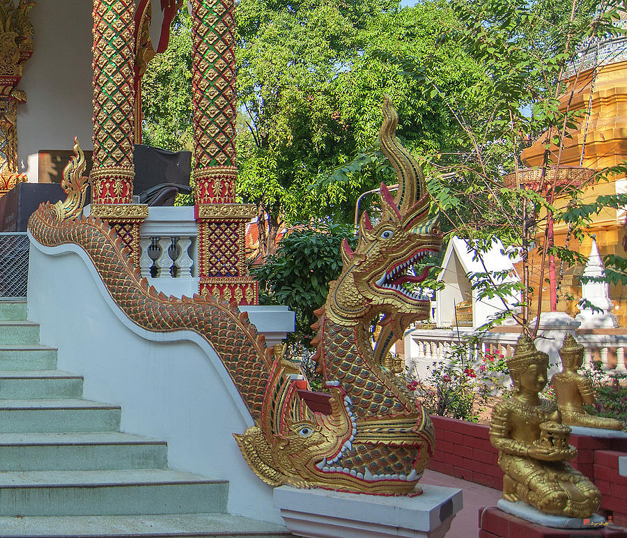 Wat Fa Ham Phra Ubosot Makara and Naga DTHCM1353 Photograph by Gerry Gantt