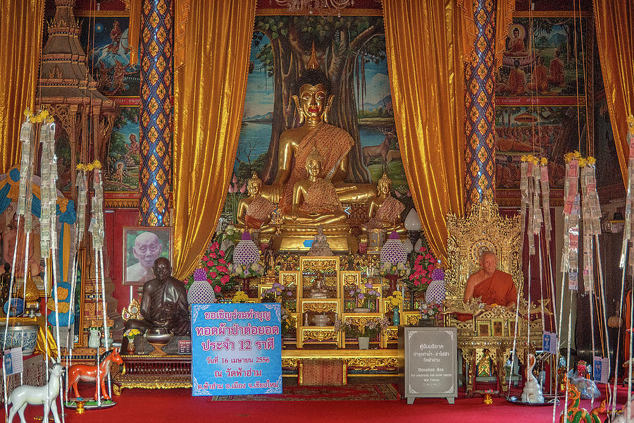 Wat Fa Ham Phra Wihan Buddha and Monk Images DTHCM1344 Photograph by Gerry Gantt