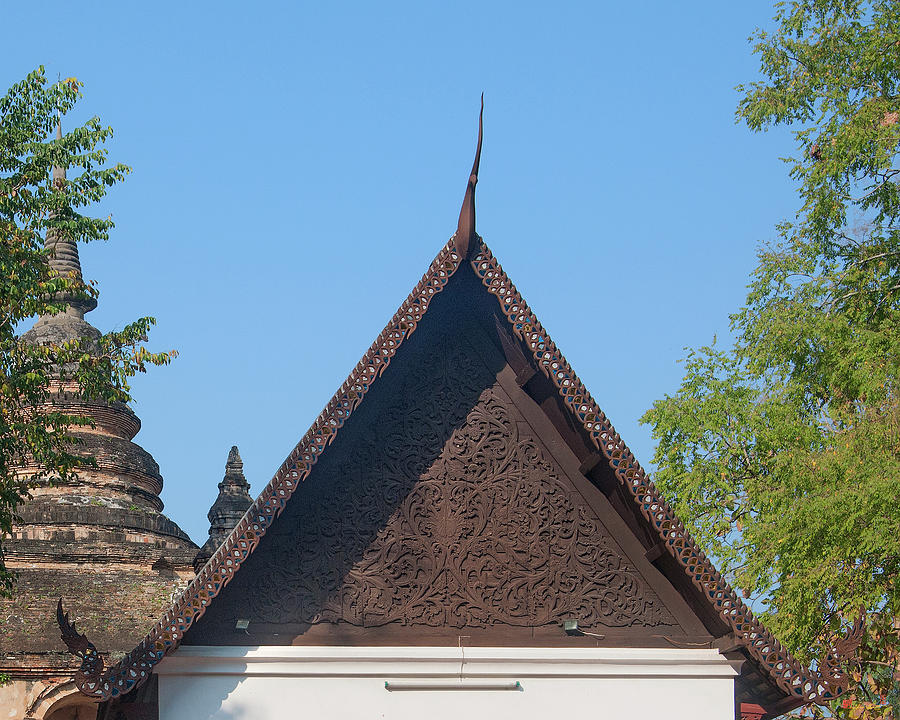 Wat Jed Yod Phra Ubosot Teakwood Gable DTHCM0968 Photograph by Gerry Gantt