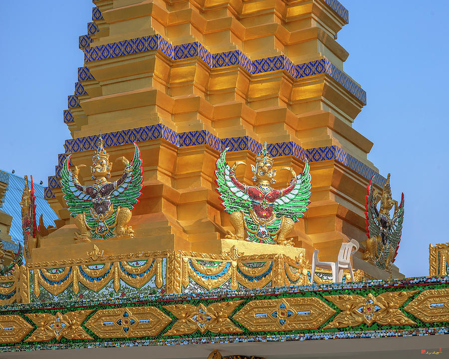 Scenic Photograph - Wat Khunchan Merit Shrines Base of One of Three Prangs or Chedi  by Gerry Gantt