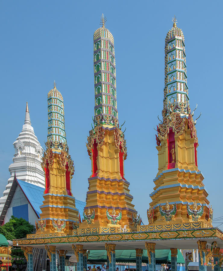 Wat Khunchan Merit Shrines Three Prangs or Chedi DTHB2025 Photograph by Gerry Gantt