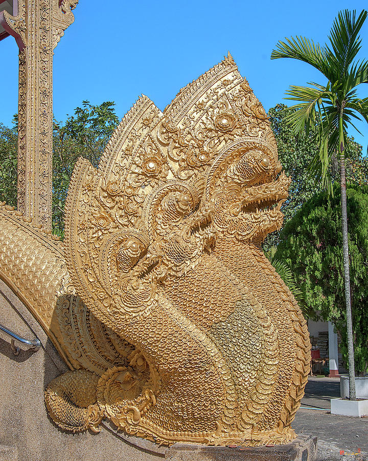 Wat Kumpa Pradit Phra Wihan Makara and Five-headed Naga DTHCM1666 Photograph by Gerry Gantt
