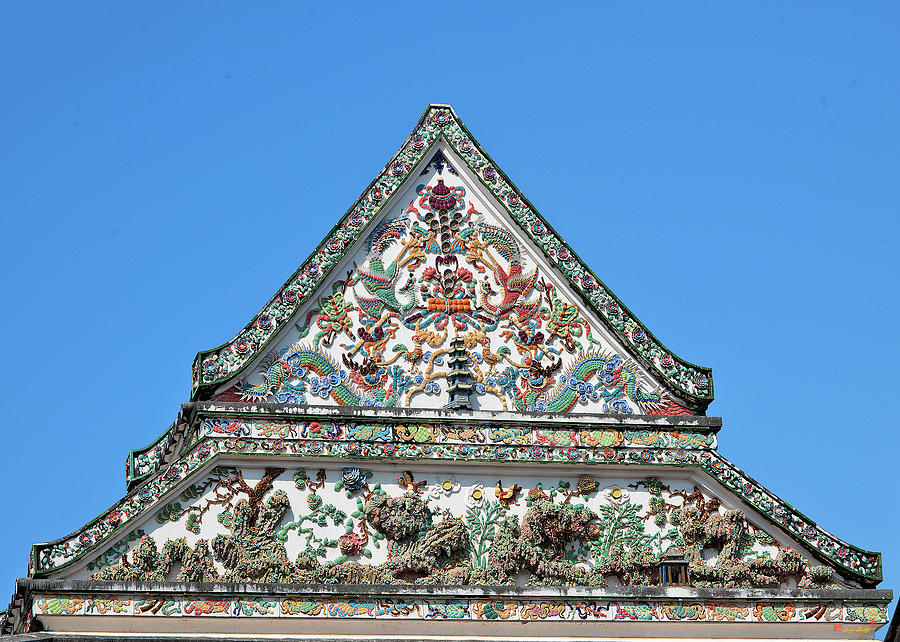 Wat Nangnong Phra Wihan Gable DTHB0435 Photograph by Gerry Gantt