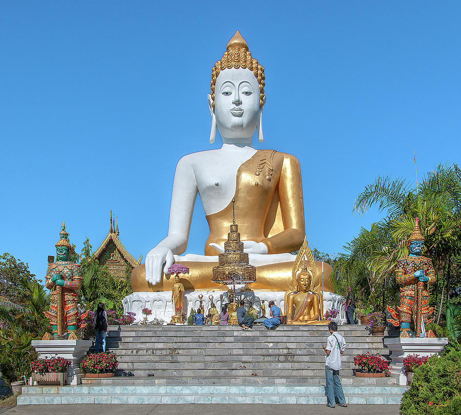 Wat Phra That Doi Kham Phra Buddha Napeesipinkarat and Worshipers DTHCM2374 Photograph by Gerry Gantt