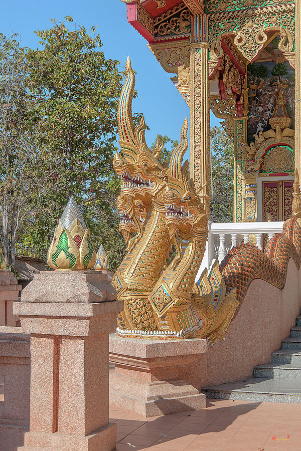 Wat Phra That Doi Kham Phra Ubosot Boundary Stone and Makara and Naga Guardian DTHCM2384 Photograph by Gerry Gantt