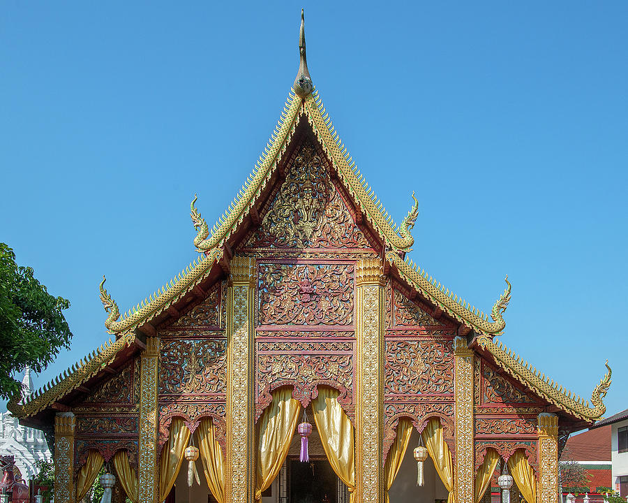 Wat Phra That Hariphunchai Phra Ubosot Gable DTHLU0037 Photograph by Gerry Gantt