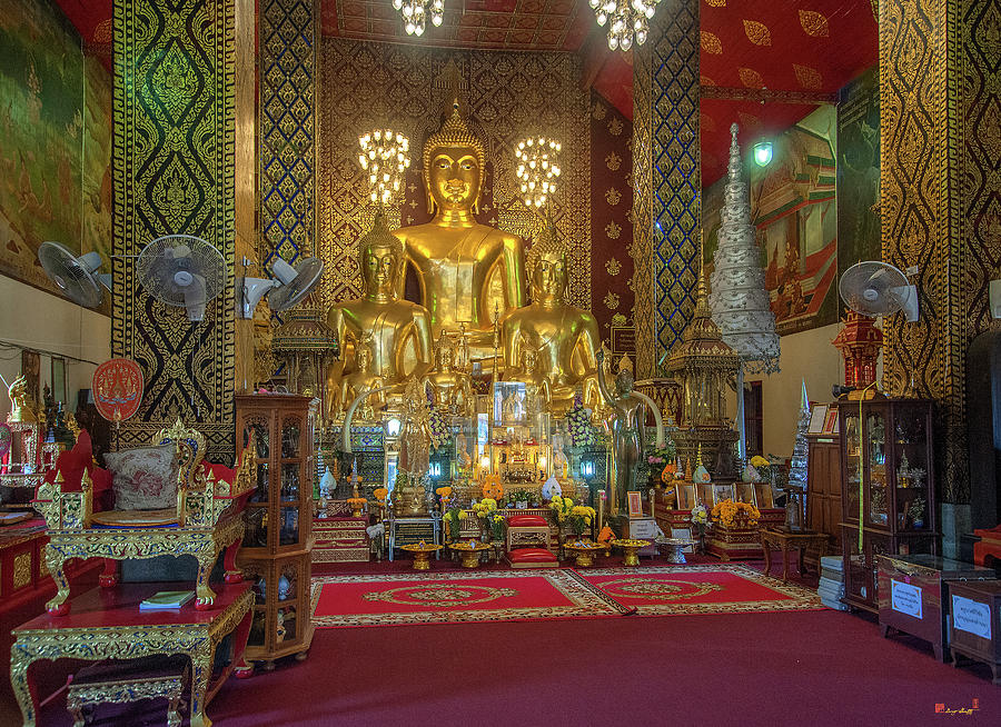 Wat Phra That Hariphunchai Phra Wihan Buddha Images DTHLU0004 Photograph by Gerry Gantt