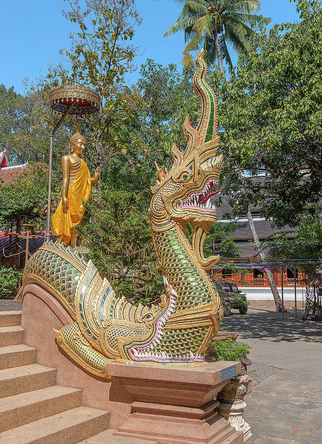 Wat Ram Poeng Phra Wihan Buddha and Makara and Naga Guardian DTHCM2435 Photograph by Gerry Gantt