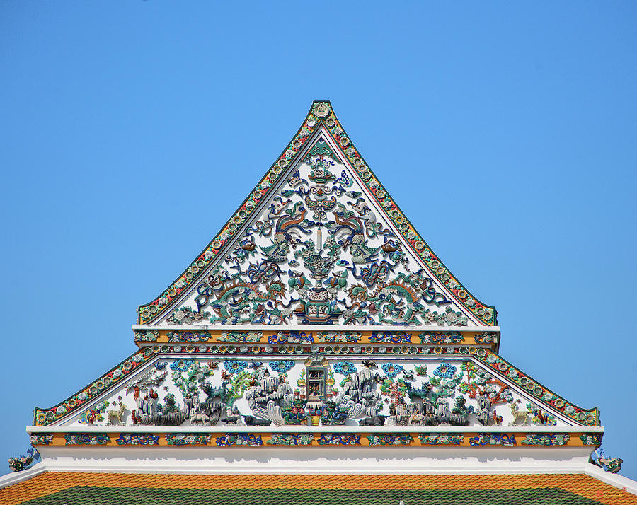 Wat Ratcha Orasaram Phra Ubosot Gable DTHB0427 Photograph by Gerry Gantt