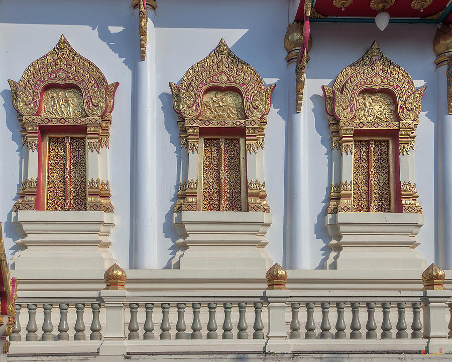 Wat Ratcha Thanee Phra Ubosot Windows DTHST0218 Photograph by Gerry Gantt
