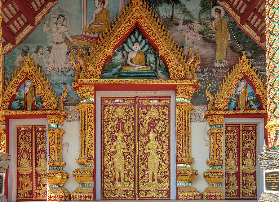 Wat Rong Oa Phra Wihan Doors DTHCM1444 Photograph by Gerry Gantt