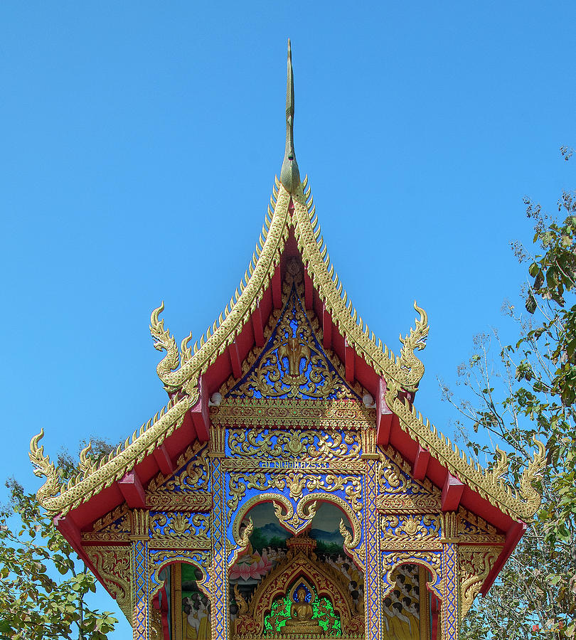 Wat Rong Sao Phra Ubosot Gable DTHLU0165 Photograph by Gerry Gantt