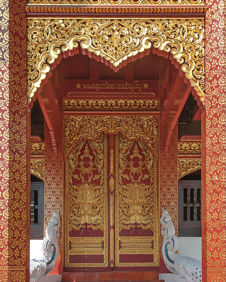 Wat San Pu Loei Phra Ubosot Doors DTHCM2285 Photograph by Gerry Gantt
