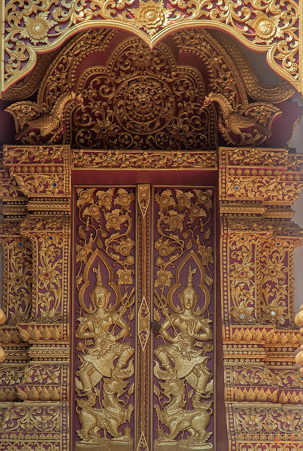 Wat San Sai Ton Kok Phra Ubosot Doors DTHCM1398 Photograph by Gerry Gantt