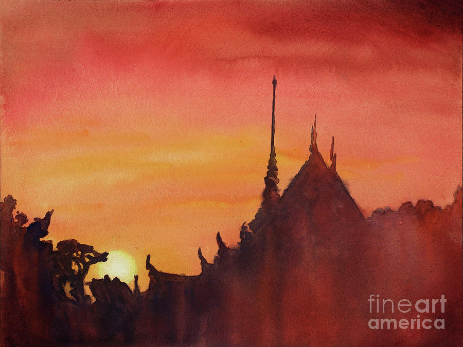 Wat Silhouette Painting by Ryan Fox