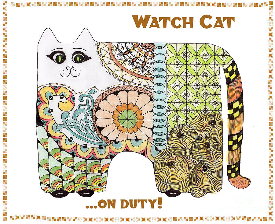 Watch Cat...on duty Tapestry - Textile by Ruth Dailey