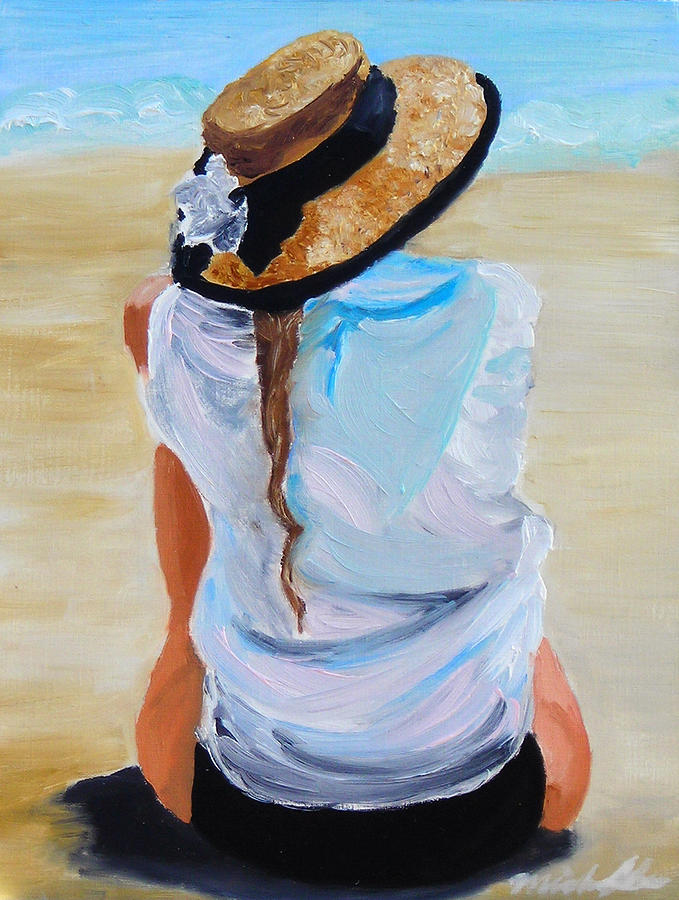 Beach Scene Painting - Watching A generation by Michael Lee