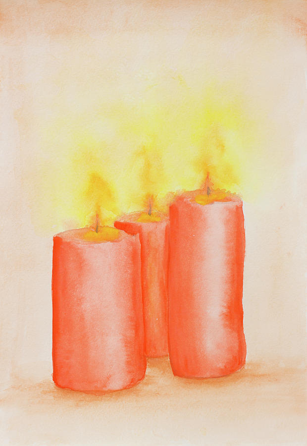 Christmas Painting - Watching Candles by Iryna Goodall