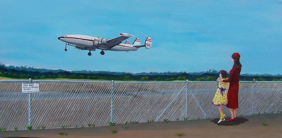 Airport Painting - Watching Daddy Go by Gene Ritchhart