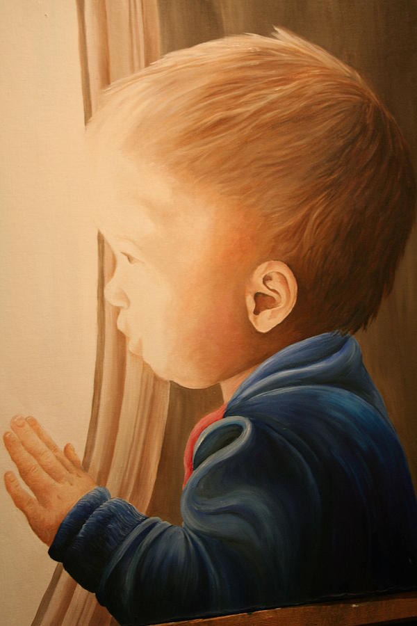 Watching Daddy Painting by Melissa Wiater Chaney
