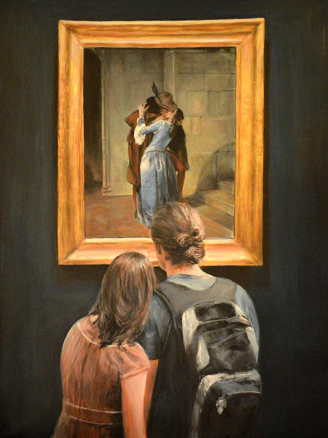 Watching Il Bacio The Kiss by Francesco Hayez Painting by Escha Van den bogerd