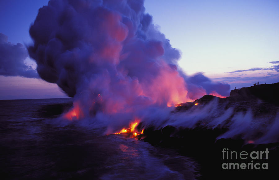 Watching Lava From Cliff Photograph by Peter French - Printscapes