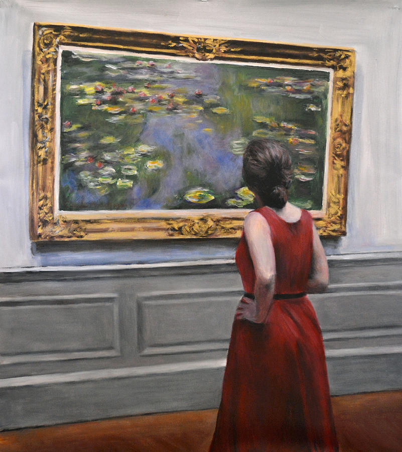 Watching Monet Waterlillies Painting by Escha Van den bogerd