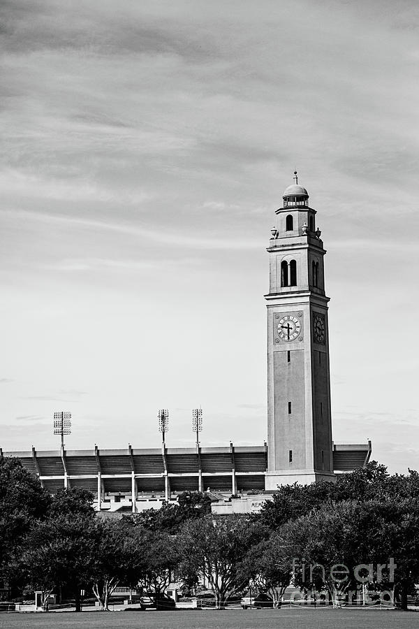Architecture Photograph - Watching Over the Stadium - BW by Scott Pellegrin