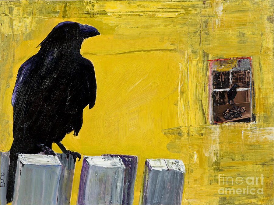 Raven Painting - Watching by Pat Saunders-White