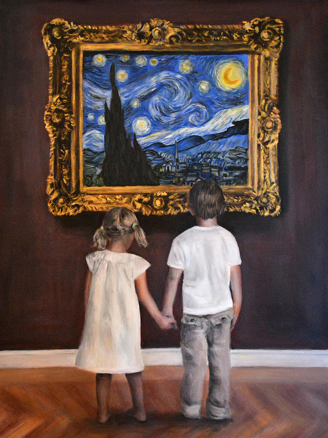 Watching Starry Night Part 2 Painting by Escha Van den bogerd