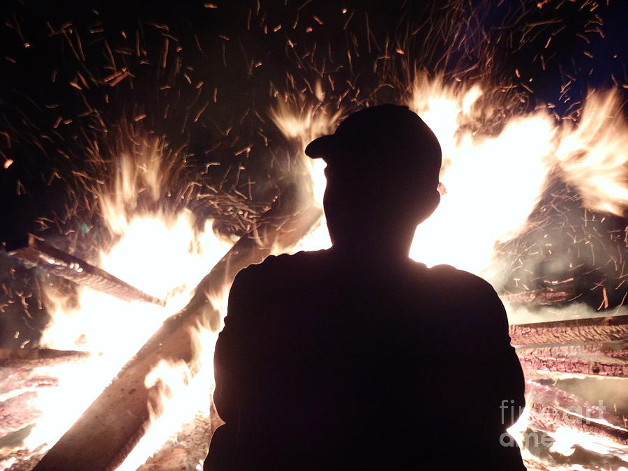 Fire Photograph - Watching The Bonfire by Gina Sullivan