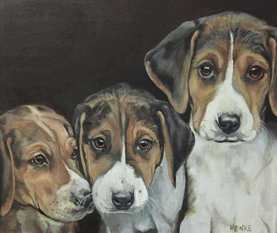 Puppies Painting - Watching the Hunt by Susan Henke