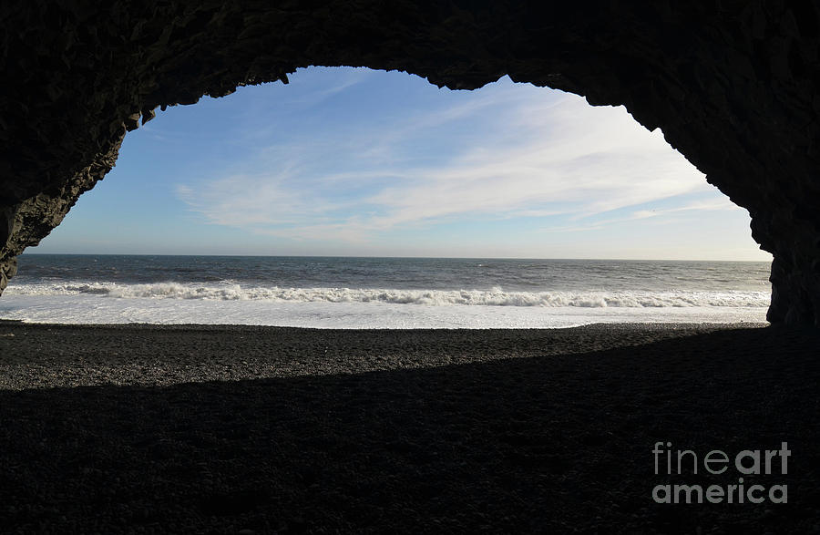 Watching the Waves Roll Ashore from a Cove on Reynisfjara Beach Photograph by DejaVu Designs